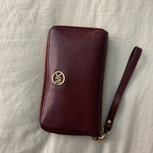 Michael Kors Wristlet - Maroon and gold